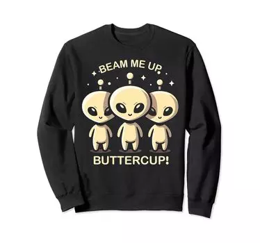 Футболка с принтом «Beam Me Up Buttercup Alian» со смешным принтом чёрный