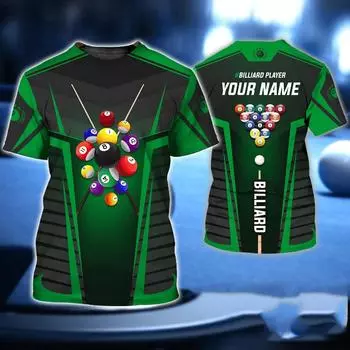 Футболка с принтом «Бильярд» 3D, мужская, летняя, с круглым вырезом, с коротким рукавом, свободный топ, повседневная, свободная, уличная, унисекс L