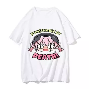 Футболка с принтом Blue Archive Punishable By Death, мужская и женская футболка с рисунком, свободного покроя, с коротким рукавом, из чистого хлопка XS белый