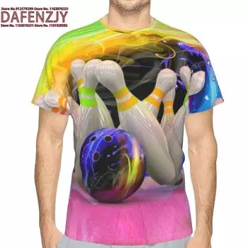 Футболка с принтом «Боулинг» 3D для мужчин и женщин, забавная, с коротким рукавом, новинка S синий