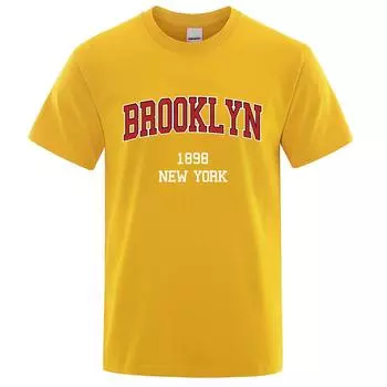 Футболка с принтом «Бруклин 1898 Нью-Йорка», мужская и женская одежда, свободные летние футболки, хлопковая дышащая футболка с коротким рукавом XS
