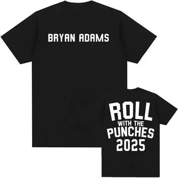 Футболка с принтом BRYAN ADAMS ROLL WITH THE PUNCHES TOUR 2025 Футболки с коротким рукавом из хлопка в уличном стиле для мужчин Футболки унисекс XS