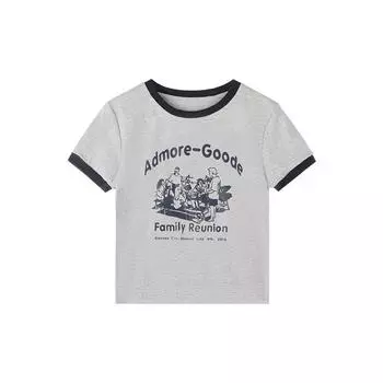 Футболка с принтом букв и круглым вырезом, женская футболка с коротким рукавом, повседневные майки, укороченный топ с цветными блоками, женская летняя футболка, уличная одежда 2010 года M абрикосовый