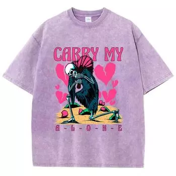 Футболка с принтом Carry My Alone для женщин, летняя футболка с круглым вырезом, уличная одежда для борьбы с непогодой, дышащая, мягкая, с коротким рукавом S