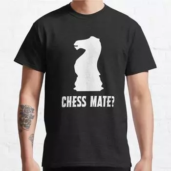 Футболка с принтом Chess Mate размера плюс S-3XL, мужские топы, модная одежда, футболки S чёрный