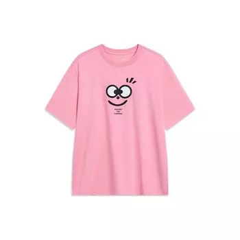 Футболка с принтом «Childish Expression Monster» от Li Ning CF Series, унисекс, утренний светло-розовый AHST863-8 L