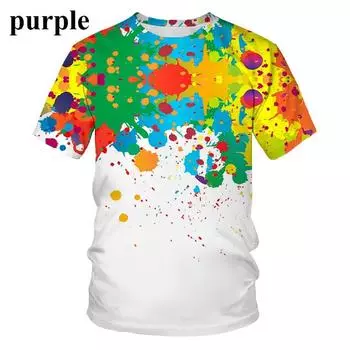 Футболка с принтом «цветной всплеск чернил» с каплями цвета 3D, подходит для мужчин, модная повседневная футболка с короткими рукавами XXXL