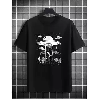 Футболка с принтом для женщин, повседневная, с круглым вырезом, коротким рукавом, модные летние футболки, топы, обычные и большие футболки M