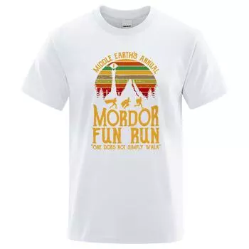 Футболка с принтом «Ежегодный забег в Мордоре» Средиземья для мужчин и женщин, летние хлопковые топы, свободные футболки в стиле хип-хоп из хлопка S красный