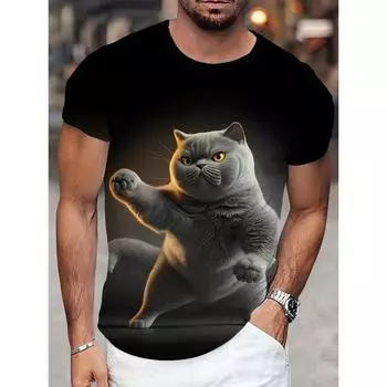 Футболка с принтом Fat Cat Bread 3D для мужчин, забавные милые футболки с изображением животных, модные повседневные женские футболки с круглым вырезом большого размера S