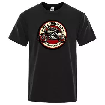 Футболка с принтом Full Throttle Cafe Racer Rockabilly Biker, мужская модная повседневная свободная хлопковая футболка с короткими рукавами, летние свободные футболки L красный