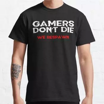 Футболка с принтом «Gamers Don t Die» размера плюс S-3XL, мужские топы, модная одежда, футболки S чёрный
