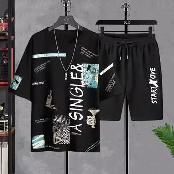 Футболка с принтом Goth 3D для мужчин, комплект, летняя футболка с рисунком манги, топы, свободная футболка с рисунком медведя, модная мужская повседневная одежда с коротким рукавом S