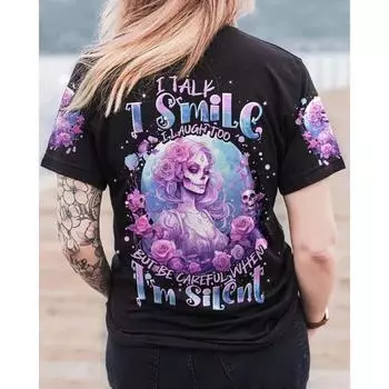 Футболка с принтом готического смешного черепа, эстетичные топы с 3D-принтом Y2k, футболки с коротким рукавом, уличная одежда Harajuku для женщин 2000-х годов, черная женская одежда S