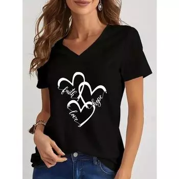 Футболка с принтом Grace 3D Love для женщин, модные топы с V-образным вырезом и коротким рукавом, летняя горячая распродажа женской одежды, уличные трендовые свободные футболки S