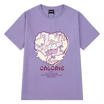 Футболка с принтом «Graffiti Love Cute Rabbit» для мужчин и женщин, летняя модная тенденция, повседневный удобный топ из чистого хлопка для пар с коротким рукавом в стиле Харадзюку S белый