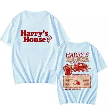Футболка с принтом Harry s House Love on Tour, 100% хлопок, свободные рубашки, мужские уличные рубашки, футболка с ретро-графикой, летняя футболка унисекс XS светло-синий