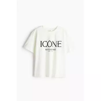 Футболка с принтом HM белая Ic ne Moderne