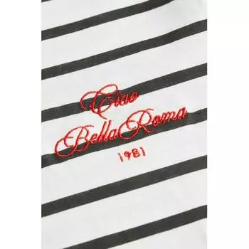 Футболка с принтом HM, белая полоска