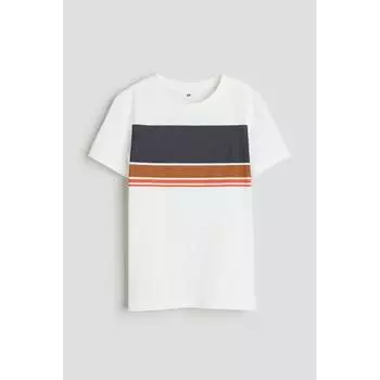 Футболка с принтом HM белая темно-серая 810Y