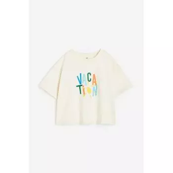 Футболка с принтом HM Oversized, кремовый отпуск