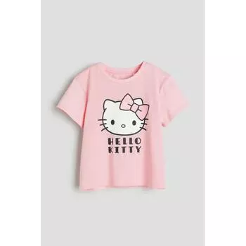 Футболка с принтом HM светло-розовая Hello Kitty