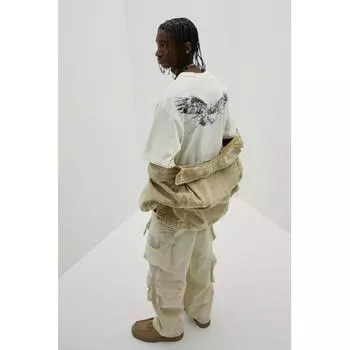 Футболка с принтом HM свободного покроя с белым орлом S