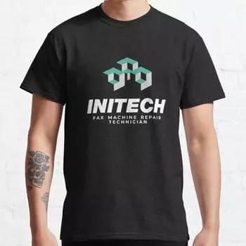 Футболка с принтом Initech Fax Machine Repair Technician размера плюс S-3XL, мужские топы, модная одежда, футболки S чёрный