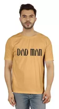 Футболка с принтом Inkmeso Dad Man для мужчин из хлопкового джерси с круглым вырезом для мужчин 3X-Large бежевый