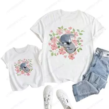 Футболка с принтом из мультфильмов, дизайнерские детские футболки с короткими рукавами, детская одежда, кавайная коала, милая детская одежда из мультфильмов S