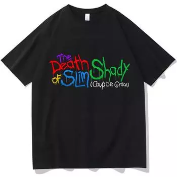 Футболка с принтом Эминема Тоби Футболка The Death Of Slim Shady Забавная памятная подарочная футболка Летние фанаты Хлопок Унисекс Топ Футболки Одежда S чёрный