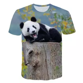 Футболка с принтом Kawaii Animal Panda 3D, модная уличная одежда, мужские и женские футболки с круглым вырезом, футболки с коротким рукавом в стиле Харадзюку, детские топы, одежда XS