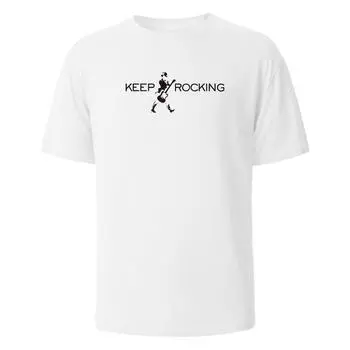 Футболка с принтом Keep Rocking, летние футболки для мужчин и женщин, 100% хлопок, О-образный вырез, свободные повседневные топы с короткими рукавами S бежевый