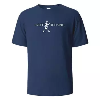 Футболка с принтом Keep Rocking, летние футболки для мужчин и женщин, 100% хлопок, О-образный вырез, свободные повседневные топы с короткими рукавами S белый