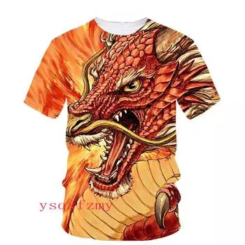 Футболка с принтом китайского дракона 3D Harajuku Art для мужчин и женщин, с круглым вырезом и коротким рукавом, модная повседневная, свободная, новая S