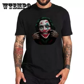 Футболка с принтом клоуна Повседневная тонкая рубашка Элегантные свободные футболки с коротким рукавом и круглым вырезом Мужская одежда Уличная одежда Лето XXXL