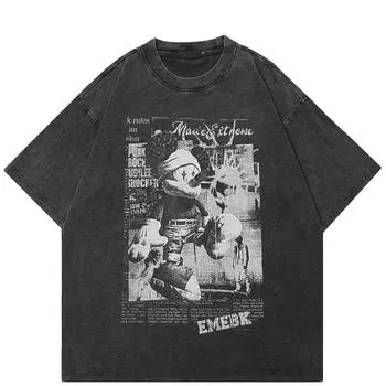 Футболка с принтом клоуна в уличном стиле, черная футболка из хлопка, топы унисекс, футболки, летние футболки с короткими рукавами S чёрный