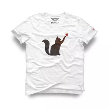 Футболка с принтом «Кошка и сердце», Футболка с принтом «Кошка», Футболка «Любители кошек», Футболка «Любители животных», Футболка унисекс с принтом, Tarrzzcom