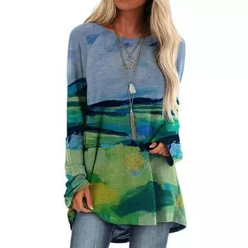 Футболка с принтом котов на дереве, женские топы с длинными рукавами, повседневные футболки больших размеров 2XL 3XL, свободные рубашки с круглым вырезом Femme 2XL