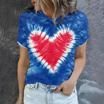 Футболка с принтом «Красочная любовь» 3D, женская мода, футболки с круглым вырезом, с коротким рукавом, футболки с радужным принтом, свободная одежда, элегантная S