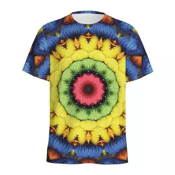 Футболка с принтом «Красочный калейдоскоп» 3D для мужчин, уличная футболка большого размера, летние повседневные футболки с короткими рукавами и круглым вырезом S
