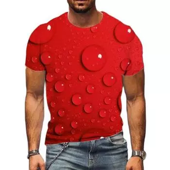 Футболка с принтом «Летние капли воды» на 3D-принте, уличная одежда, мужская мода, повседневный топ Harajuku с круглым вырезом 4XL