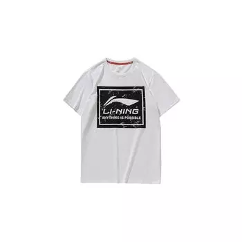 Футболка с принтом логотипа Li Ning, мужские топы, стандартная, белая AHSP493-1 L