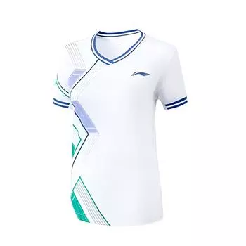 Футболка с принтом логотипа Li Ning, прямая, дышащая, удобная, универсальная, с коротким рукавом, женская, белая AAYT588-1 S