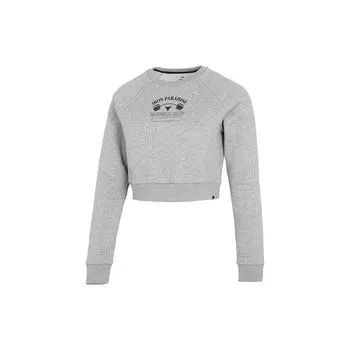 Футболка с принтом логотипа Under Armour с круглым вырезом и длинным рукавом, женские топы, серые 1373600-294 XS