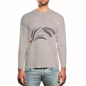 Футболка с принтом Long Long Long Cut and Size Crew 002655 Японская Японская марка [igsticker] Футболка, Футболка, Рукав, Сшитая, Мужская, S, Стильная, Шея, Серая,