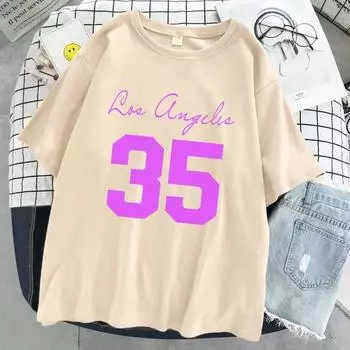 Футболка с принтом Los Angeles Jersey Number 35 женская, дышащая, уличная, с коротким рукавом, в стиле хип-хоп, классная, уличная, повседневная, модная футболка S