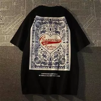 Футболка с принтом «Любовь и пейсли» для мужчин и женщин из чистого хлопка, летний модный тренд, повседневный удобный топ с коротким рукавом для пары в стиле Харадзюку S белый