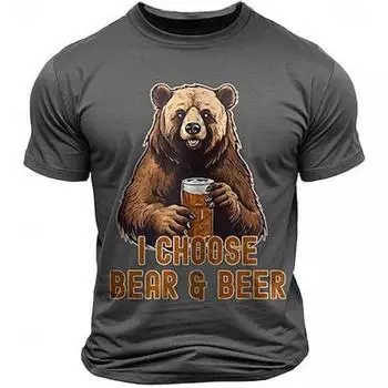 Футболка с принтом медведя и букв Армия Футболка мужская с графическим принтом Спортивная классическая футболка с коротким рукавом Лето Весна Модная дизайнерская одежда M