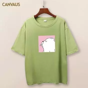 Футболка с принтом милого медведя, женская хлопковая футболка большого размера, летние футболки, мягкий женский джемпер, топ 4XL белый